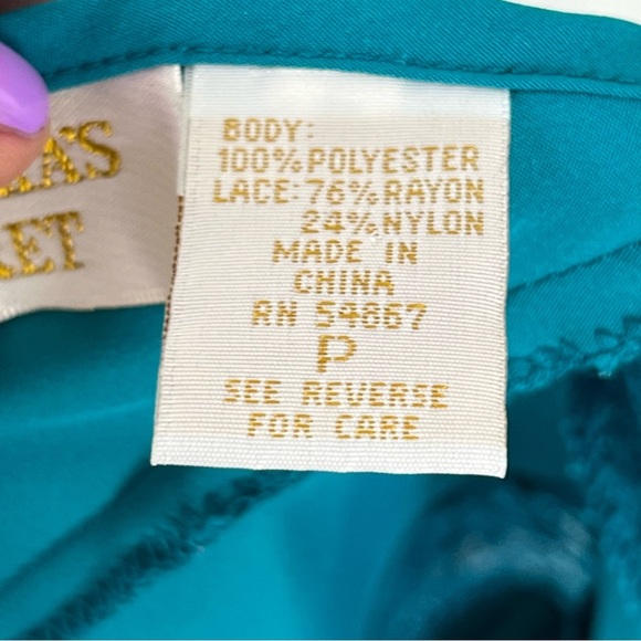 Vintage Victoria's Secret Gold Label Teal Lace Slip Dress SZ SP Chemise Lingerie - Picture 13 of 14